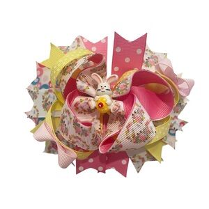 Easter Bunny Girls Big Hair Bow Clip